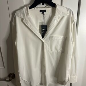 Modern Works Cream Button-Up Blouse